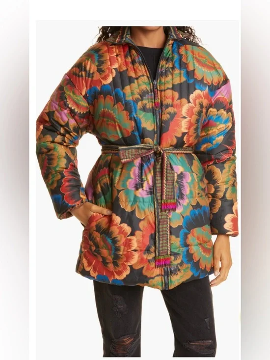 NWT Farm Rio Crazy Mix Reversible Puffer Jacket Size M - Picture 8 of 8